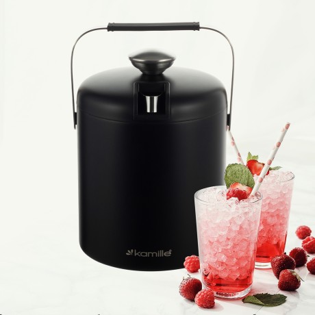 Ведро для льда объемом 1,3 л с крышкой и щипцами Kamille 7767