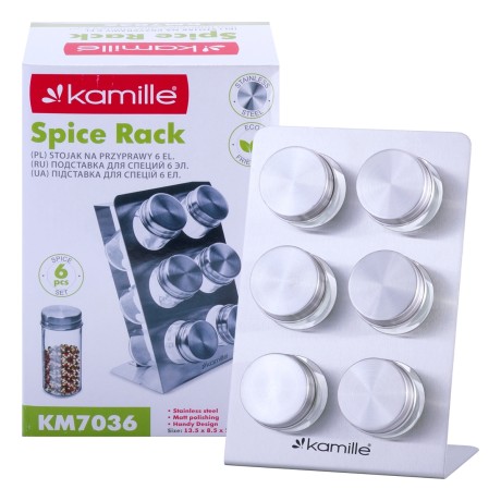 Набор ёмкостей для специй на прямоугольной подставке Kamille 7036