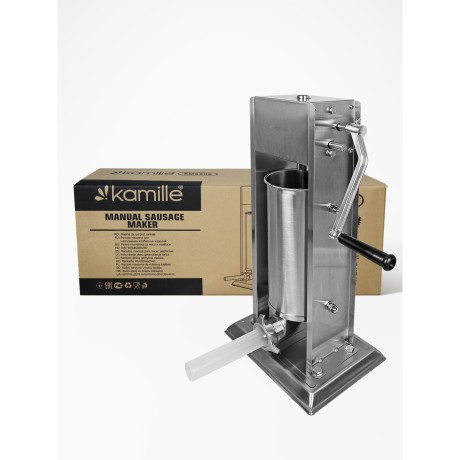 Шприц для начинения колбас 5кг из нержавеющей стали с насадками Kamille 6508