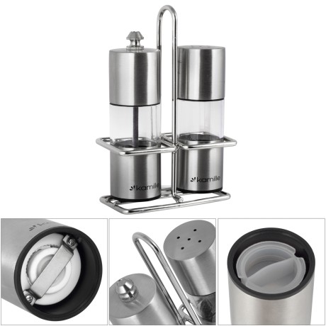 Набор емкость для соли+перцемолка 2 шт. Kamille 7052