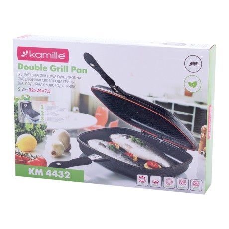 Сковорода-гриль двойная 32*24см из литого алюминия с антипригарным покрытием Kamille 4432
