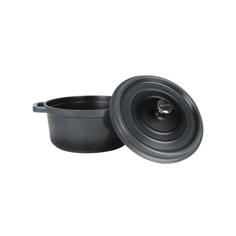 Кастрюля FRANCE 24х11.5см из литого алюминия с антипригарным покрытием с крышкой (серый) Kamille 4457