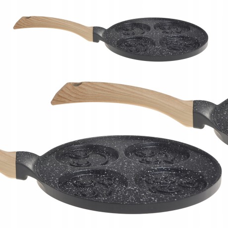 Сковорода для оладьев 22см Улыбки с антипригарным покрытием Black Marble из алюминия с индукцией Kamille 4216
