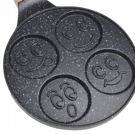 Сковорода для оладьев 22см Улыбки с антипригарным покрытием Black Marble из алюминия с индукцией Kamille 4216