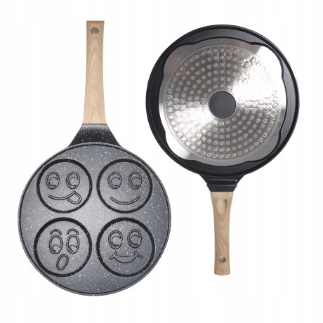 Сковорода для оладьев 22см Улыбки с антипригарным покрытием Black Marble из алюминия с индукцией Kamille 4216