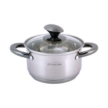 Набор кастрюль 6 предметов (1л, 1,5л, 2л; полые черные ручки) из нержавеющей стали Kamille 4926