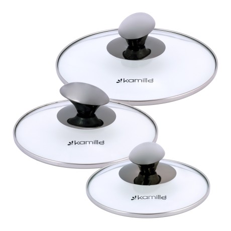 Набор кастрюль 6 предметов (1л, 1,5л, 2л; полые черные ручки) из нержавеющей стали Kamille 4926