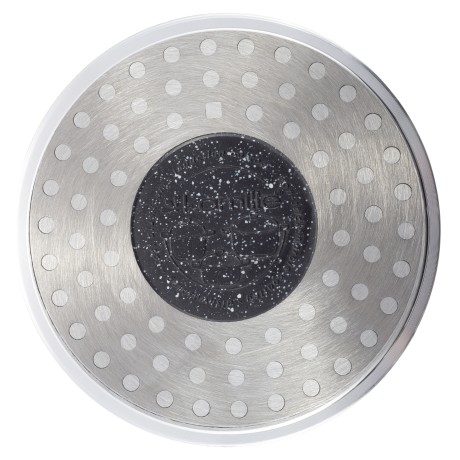 Ковш 16*8cm. из литого алюминия с антипригарным покрытием "чёрный мрамор" и стеклянной крышкой Kamille 4436