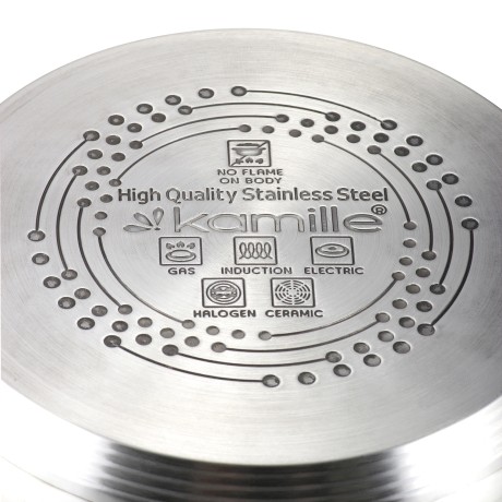 Набор кастрюль 8 предметов (1.0л, 1,8л, 2,5л, 3,8л; полые ручки) из нержавеющей стали Kamille 5637S