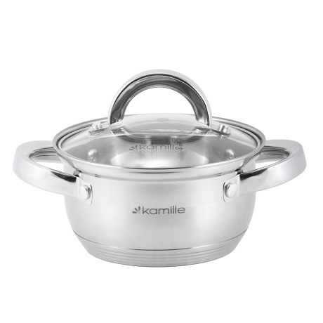 Набор кастрюль 8 предметов (1.0л, 1,8л, 2,5л, 3,8л; полые ручки) из нержавеющей стали Kamille 5637S