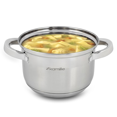 Набор посуды 12 предметов (кастрюли 1л, 1.8л, 2.5л, 3.8л, 4,5 л, 6.5л; полые ручки) из нерж. стали Kamille 5638S