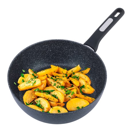 Сотейник Ø28*8,5см. с покрытием чёрный мрамор  из литого алюминия Kamille 5395MR