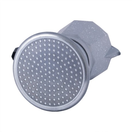 Кофеварка гейзерная 450мл (9 порций) из алюминия с широким индукционным дном (серый мрамор) Kamille 2518GR